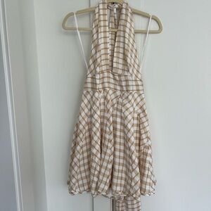 Free People gingham halter neck dress